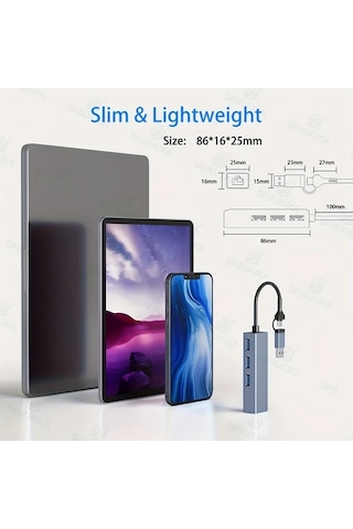 Xuweiwei 4 In 1 Usb C To Ethernet Adaptor Rj45 Gigabit Ag Macbook Pro Air İpad Uyumlu Pro Surface Laptoplar İcin