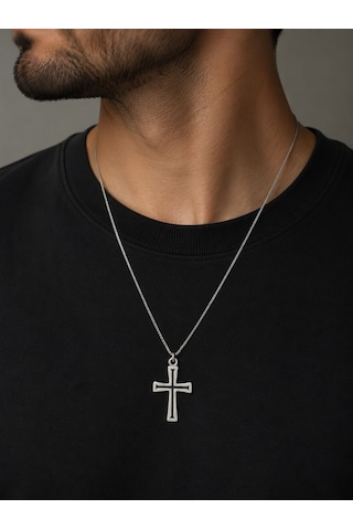 Unisex Gotik Haç Kolye Kırmızı Gri Gümüş Vintage Cross Kolye, Retro Zincir Kolye, Kadın Erkek Punk Gothic 76334751