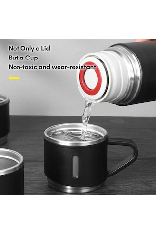 Moveevo 304 Çelik Termos Bardak 500ml - 12 Saat Isı Saklama, Sızıntı Engeli, 3 Kapağı Var, Ev/outdoor/ulaşım İçin, Pembe Hediyelik Kutulu Set Pembe