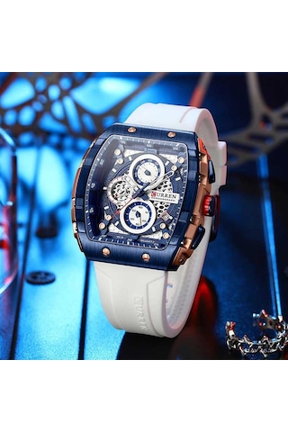 Curren 8442 Beyaz Erkek Kol Saati