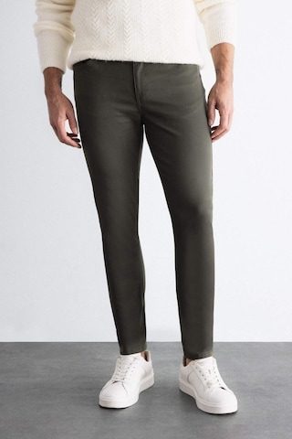 Defacto Chino Kanvas Pantolon Slim Fit Dar Kesim Pamuklu Esnek Dar Paça C9441AX24AUKH444 Haki