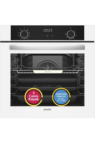 Simfer 10 Fonksiyon Airfry Beyaz 3'lü Ankastre Set (8216 Fırın + 3507 Ocak + 8739 Davlumbaz)