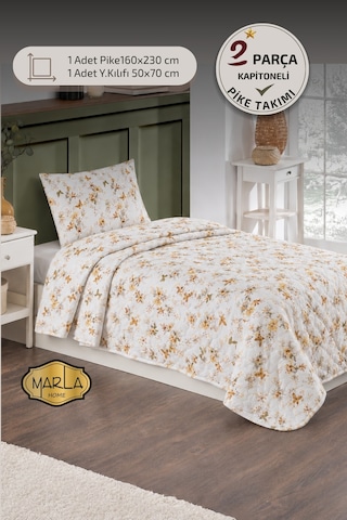 Tek Kişilik Pike Takımı 160x230 Cm Çok Amaçlı Yatak Örtüsü & Battaniye Sarı