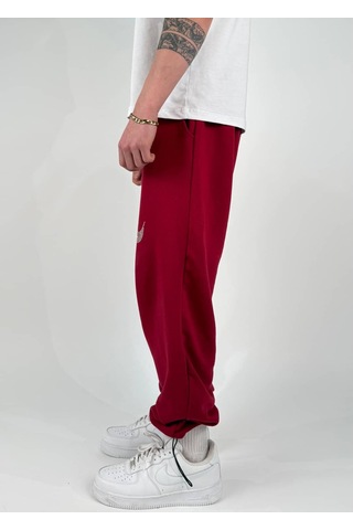 Zaee Yazlık Revenge Oversize Taşlı Eşofman Altı Bordo