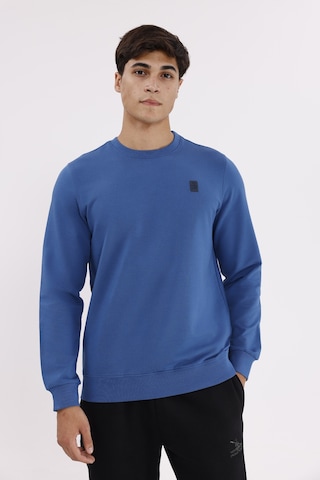 Rowinger Minimal Logolu Bisiklet Yaka Ribana Manşetli Rahat Kalıp Mevsimlik Sweatshirt İndigo