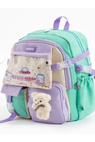 Trg Roxy Yeşil Lila Kore Kawaii Ayıcıklı Okul Çantası Seti Sırt Çantası+beslenme Çantası+kalemlik
