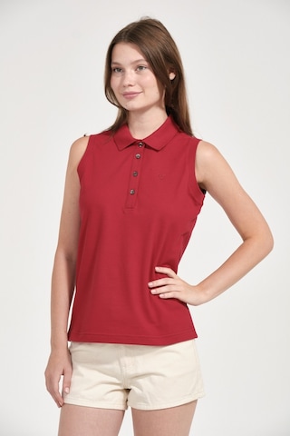 Kadın Regular Fit Kolsuz Polo Kirmizi