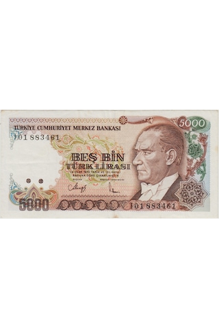 7. Emisyon 5000 Lira I01 Seri Başı Çok Çok Temiz.