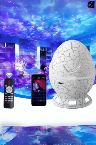 Büro Ev Ofis Hediyesi İçin Bluetoothlu Dinozor Yumurtası Stil Projektörlü Gece Lambası Diğer