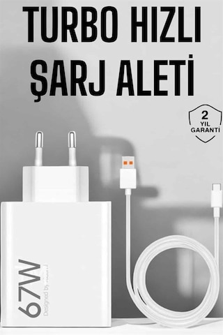 Şarj - 63 - Aleti 67w Hızlı Şarj Turbo Type-c Uyumlu Şarj - Kmrsfres - Adaptörü Kablosu
