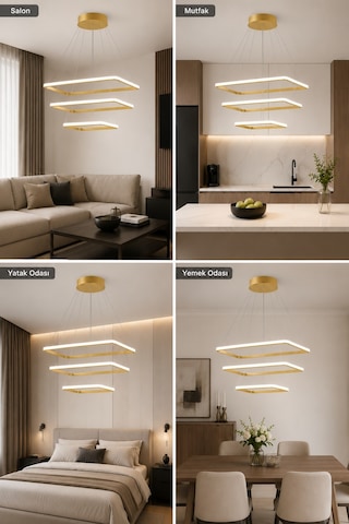 AvizeGO Diva 3'lü Led Sarkıt Avize 3 Renk Kumandalı Eskitme