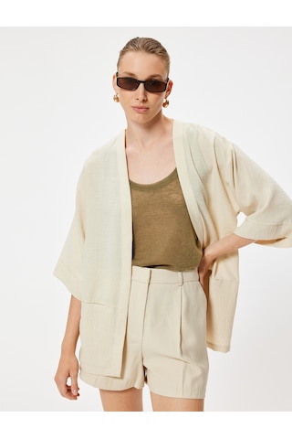 Koton Kimono 3/4 Geniş Kol Bol Kalıp Ekru 4sak50143pw Ekru