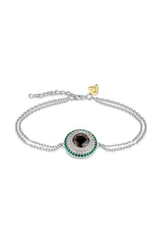 Brezza Lusso Jewelry Sultanit Zümrüt Taşlı Işıltılı Endam Kadın Gümüş Bileklik