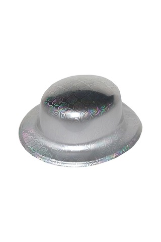 Gümüş Renk Hologramlı Plastik Yuvarlak Melon 27x24 Cm 4533