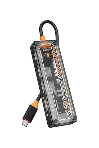Ally 6in1 Type-c To Usb3.0 + Usb2.0 + Type-c Pd 100w + Sd + Tf + Hdmı Çoğaltıcı Transparan Hub- 5775 Renkli