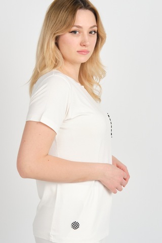 Sistas Kadın Cep Detaylı Kısa Kollu Bisiklet Yaka Bluz 24240 Ekru Ekru