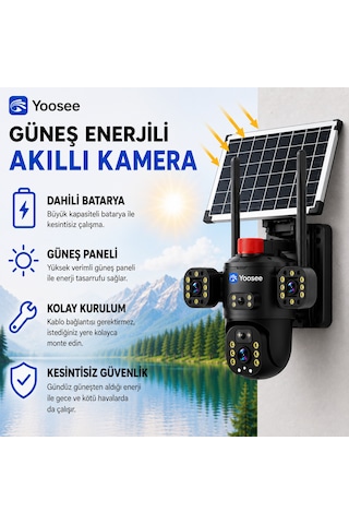 Uninet Solar Kamera Iki Kameralı 4g Sim Kartlı Dış Mekan Sirenli Ip Kamera