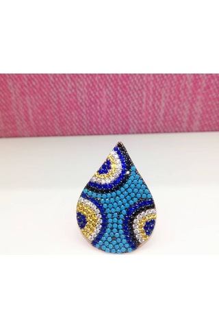 Oriental Kuyumculuk Jewellery Nazar Boncuklu Damla Rose Gümüş Yüzük Rose