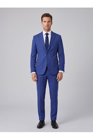 Tk6893 Erkek Klasik 2 Li Takım Elbise 2 Düğmeli Slim Fit Esnek Kumaş Çift Yırtmaçlı 7 Drop İndigo