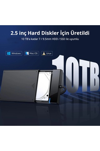 Ugreen Usb 3.0 2.5 İnch Sata Hard Disk Kutusu, Siyah 30847