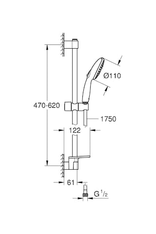 Grohe Tempesta 110 Sürgülü Duş Seti, 3 Akışlı Krom, 26917003 Krom