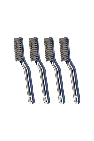 Konesam 4'lü Paket V-şekilli Çift Fonksiyonlu Zemin Aralığı Temizleme Fırçası - Sert Tüylü, Kırıntı Toplama Klipsi İle - Banyo, Mutfak Ve Ev Temizliği İçin Mavi Mavi