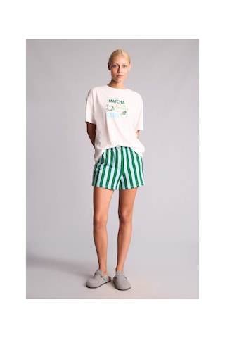 Defacto Oversıze Kısa Kollu 2li Yeşil Şortlu Pijama Takımı I0436ax26hsgn503 Yeşil-gn503