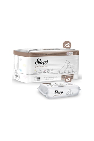 Sleepy Petcare Pet Bakım Örtüsü 2 x 30 Adet + Evcil Hayvan Islak Havlusu 2 x 60 Adet