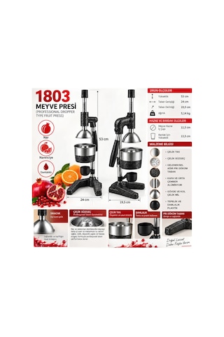 1803 Meyve Presi Professıonal Dropper Type Fruıt Press