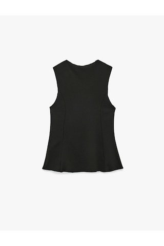 Koton Slim Fit Bisiklet Yaka Kolsuz Bluz Siyah 6sak10030ek
