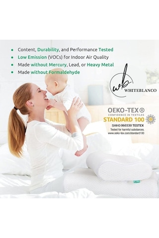 WhiteBlanco Large Boyun Destekli Ortopedik Visco Yastık Beyaz