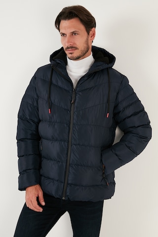 Buratti Peluş Astarlı Kapüşonlu Fermuarlı Slim Fit Şişme Erkek Mont 5762010 Lacivert