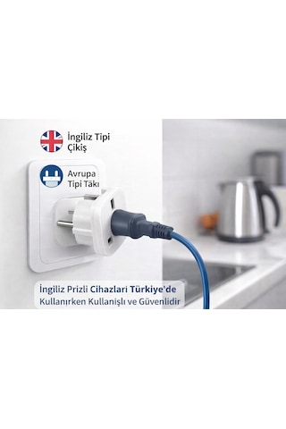 İngiliz Tipi Fiş Adaptörü Uk 'den Tr Priz Dönüştürücü, Avrupa Giriş Uyumlu, Seyahat Tipi Elektrik Adaptörü, Laptop Telefon Şarj Uyumlu, Dayanıklı Abs Plastik, Kompakt Tasarım Çok Renkli