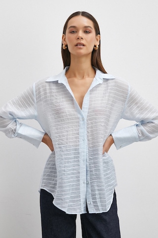 Kabartma Çizgili Gömlek Mavi Mavi