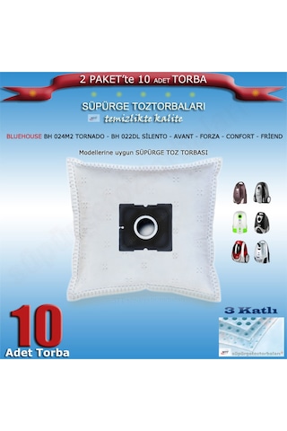 Bh 024m2 Tornado - Avant - Forza - Confort Friend Modellerine Uyumlu 10 Adet Toz Torbası 200120