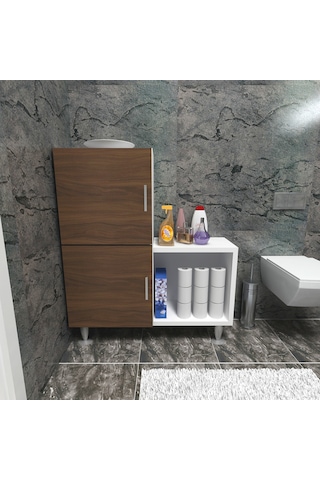 Moonlife 2 Kapaklı L Çok Amaçlı Banyo Dolabı Ceviz