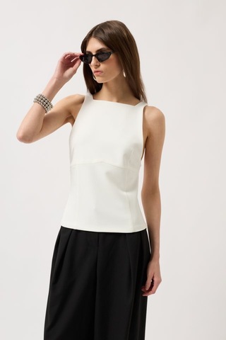 Sırt Kurdele Detay Bluz Antrasit Melanj