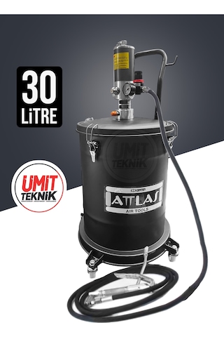 Büyük Boy 30 Litre 50:1 Profesyonel 6-8 Bar Havalı Gres Pompası Metal Ayak Set