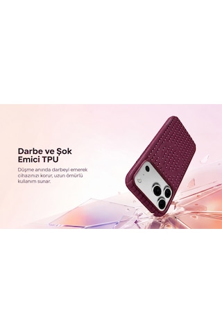 Remax Softweave Series İphone 18 Pro Uyumlu Magsafe Destekli Örgü Dokulu Nefes Alan Tpu Kılıf Rmc-7 - Beyaz