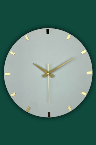 Makuse Model Modern Dekoratif Metal, Aynalı, Akar Sessiz Mekanizmalı, Duvar Saati 40 40cm Beyaz-gold Beyaz - Altın