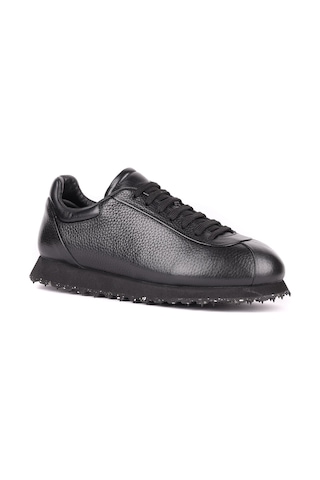 Shoetyle - Hakiki Deri Siyah Renk Günlük Erkek Sneaker - 666-10-110-1651