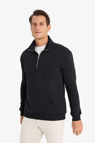 DeFacto Comfort Regular Fit Rahat Kalıp Fermuarlı Dik Yaka Basic Düz Sweatshirt X7405AZ25SPBK81
