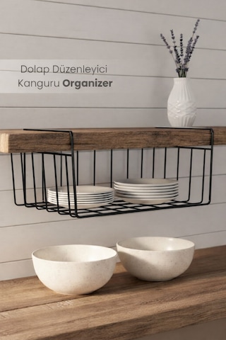 Dolap Düzenleyici Kanguru Organizer - Asılabilir Havlupan Düzenleyici Banyo Mutfak Düzenleyici Siyah Siyah