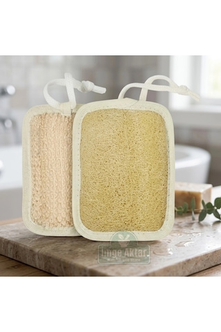 Doğal Kabak Lifli Kare Peeling Banyo Kesesi 13x16 Cm