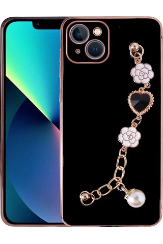 Zeyline Apple Uyumlu iPhone 14 Plus El Tutamaçlı Kamera Korumalı Zore Taka Silikon Kapak-siyah