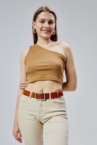 %100 Hakiki Deri Şık Kadın Kemeri 4 Cm Taba