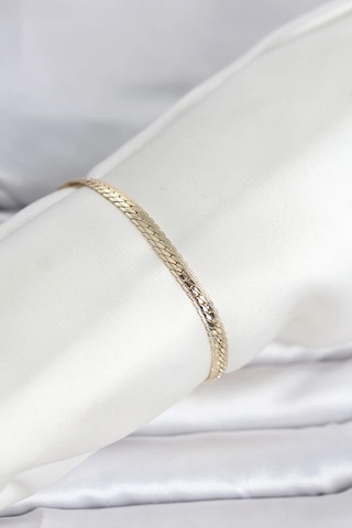 Ceylan Adam Cm 14k Gold Renk Lazerli Yassı Zincir Model Kadın Bileklik Çok Renkli