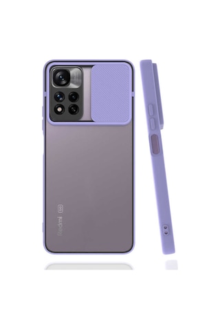 Noktaks - Xiaomi Uyumlu Xiaomi Redmi Note 11 Pro Plus 5g - Kılıf Slayt Sürgülü Arkası Buzlu Lensi Kapak - Lacivert T19680 Lacivert
