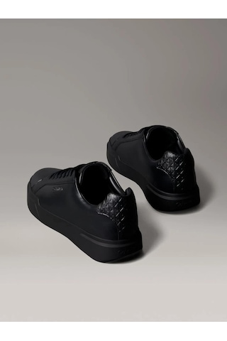 Calvin Klein Erkek Deri Rahat Taban Yuvarlak Burun Calvin Yazı Detay Siyah Sneaker Hm0hm02070-0gj-12037 Siyah