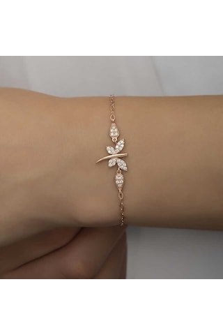 925 Ayar Gümüş Rose Yusufçuk Kadın Bileklik Gümüş - Rose